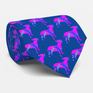 Bull Terrier English Dog PinkBlue Silhouette Blue Krawatte