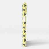 Bull Terrier English Dog Silhouette Grid Yellow iPhone Hülle (Rechte Seite)