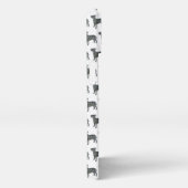 Bull Terrier English Dog Silhouette Grid Yellow iPhone Hülle (Rechte Seite)