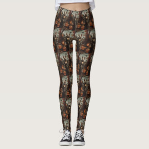 Bull Terrier fährt Motorrad Halloween Gruselig Leggings