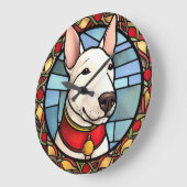 Bull Terrier Festglass Weihnachten Große Wanduhr (Winkel)