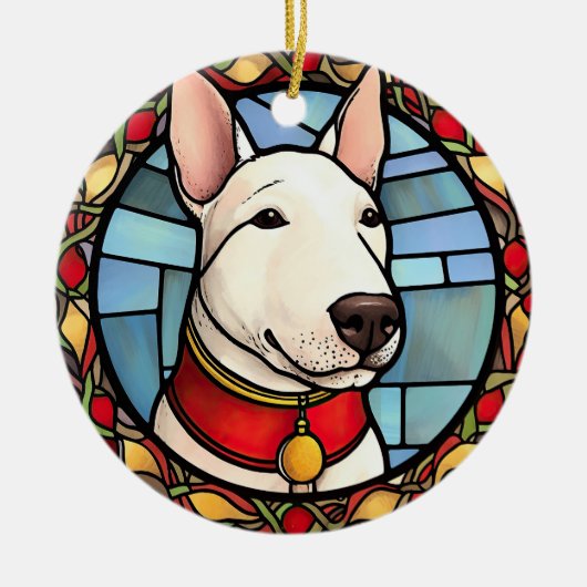 Bull Terrier Festglass Weihnachten Keramik Ornament (Vorne)
