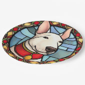 Bull Terrier Festglass Weihnachten Pappteller (Schrägansicht)