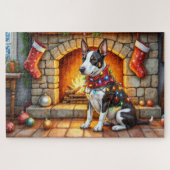 Bull Terrier Fireplace with Christmas Lights Puzzle (Horizontal)