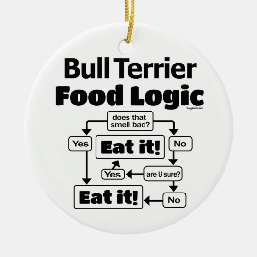 Bull Terrier Food Logic Keramik Ornament (Vorne)