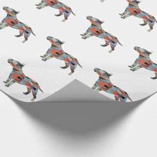 Bull Terrier Geometric Muster Silhouette Kariert Geschenkpapier