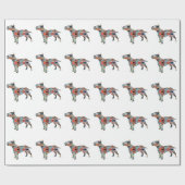 Bull Terrier Geometric Muster Silhouette Kariert Geschenkpapier (Flach)