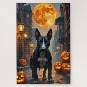 Bull Terrier Gothic-Allee Halloween-Kunstwerk Puzzle