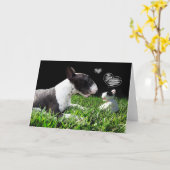 Bull Terrier Grußkarte Karte (Gelbe Blume)