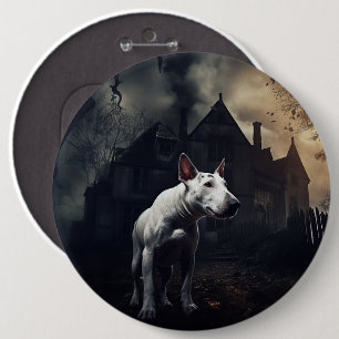 Bull Terrier Halloween Beängstigend Button