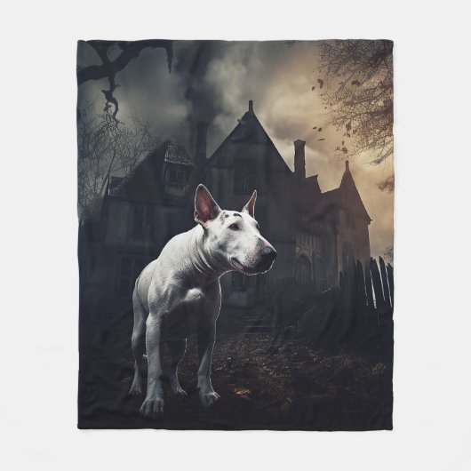 Bull Terrier Halloween Beängstigend Fleecedecke (Vorderseite)