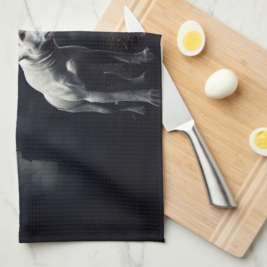 Bull Terrier Halloween Beängstigend Geschirrtuch (Viertel Falte)