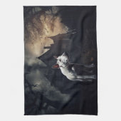 Bull Terrier Halloween Beängstigend Geschirrtuch (Vertikal)