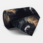 Bull Terrier Halloween Beängstigend Krawatte (Gerollt)