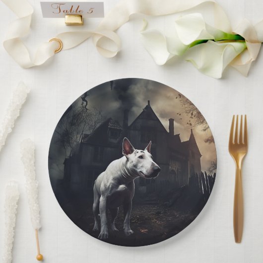 Bull Terrier Halloween Beängstigend Pappteller (Hochzeit)