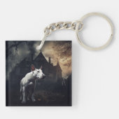 Bull Terrier Halloween Beängstigend Schlüsselanhänger (Rückseite)