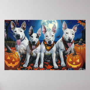 Bull Terrier Halloween Gruselig  Poster