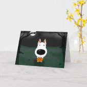 Bull Terrier Halloween Karte (Gelbe Blume)