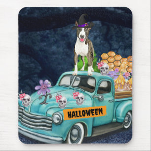 Bull Terrier Halloween-LKW Gruselige Nacht Mousepad