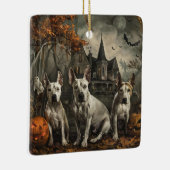 Bull Terrier Halloween Night Doggy Delight Keramikornament (Rechts)