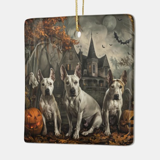 Bull Terrier Halloween Night Doggy Delight Keramikornament (Links)