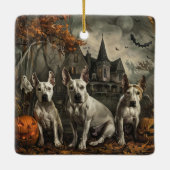 Bull Terrier Halloween Night Doggy Delight Keramikornament (Rückseite)