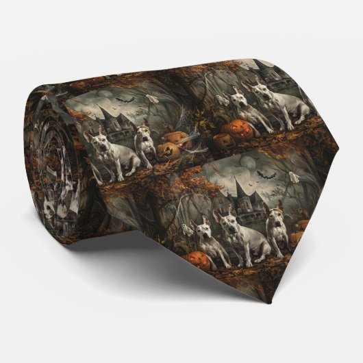 Bull Terrier Halloween Night Doggy Delight Krawatte (Gerollt)