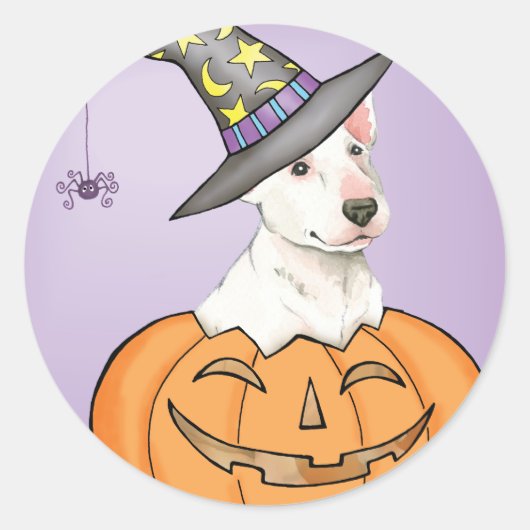 Bull Terrier Halloween Runder Aufkleber (Vorderseite)
