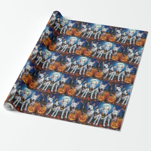 Bull Terrier Halloween Spooky Geschenkpapier (Ungerollt)