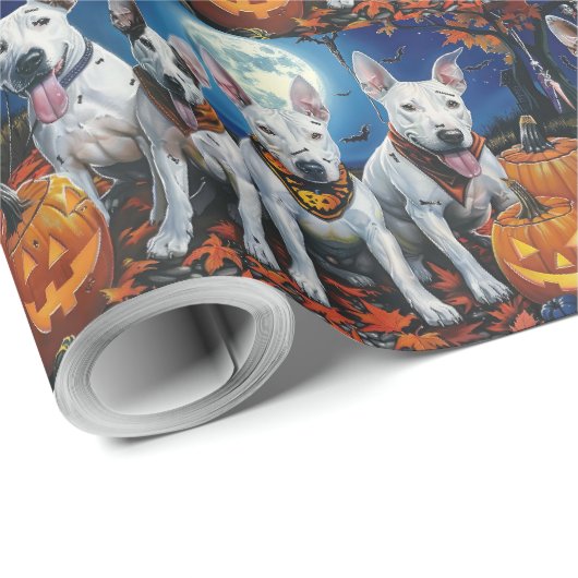 Bull Terrier Halloween Spooky Geschenkpapier (Rolleneckpunkt)