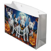 Bull Terrier Halloween Spooky Große Geschenktüte (Rückseite Schrägansicht)