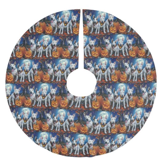 Bull Terrier Halloween Spooky Polyester Weihnachtsbaumdecke (Vorderseite)