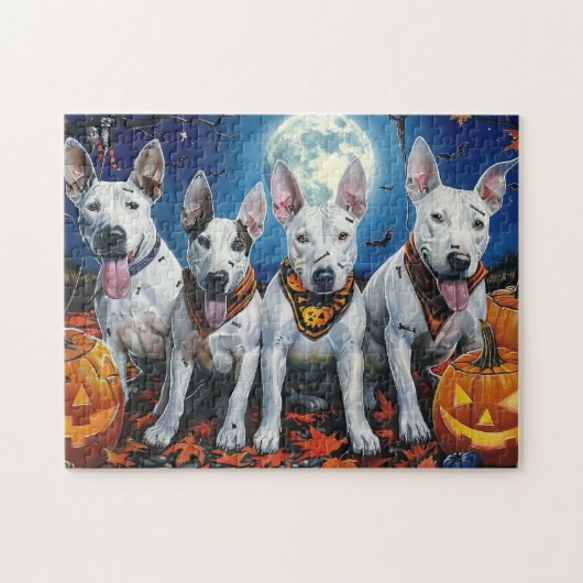 Bull Terrier Halloween Spooky Puzzle (Horizontal)