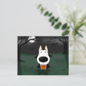 Bull Terrier Halloween Vampire Postkarte (Stehend Vorderseite)