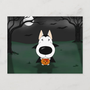 Bull Terrier Halloween Vampire Postkarte