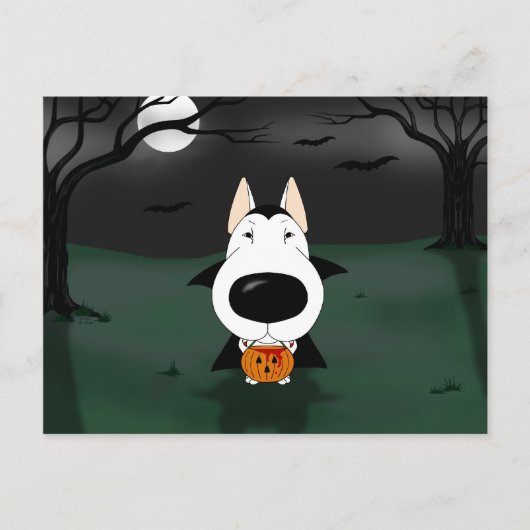 Bull Terrier Halloween Vampire Postkarte (Vorderseite)
