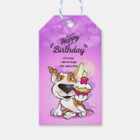 Bull Terrier "Happy Belated Birthday" Geschenktafe