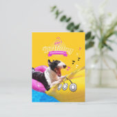 Bull Terrier "Happy Birthday" Fotokarte Postkarte (Stehend Vorderseite)