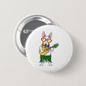 Bull Terrier Hawaiian Costume Ukulele Summ Button (Vorne & Hinten)