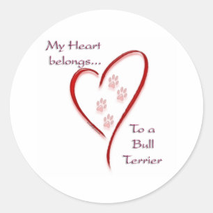 Bull Terrier Heart Belongs Runder Aufkleber