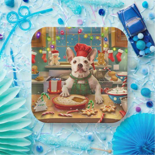 Bull Terrier Holiday Baking: Festliche Weihnachten Pappteller (Party)