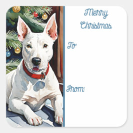 Bull Terrier Holiday Square - Aufkleber