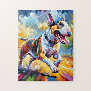 Bull Terrier Hund Acryl Kunst Druck Geschenk Puzzle