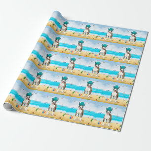 Bull Terrier Hund am Strand Geschenkpapier