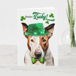 Bull Terrier Hund fühlt sich am St. Patrick's Day  Feiertagskarte