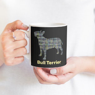 Bull Terrier Hund Gelb- und Schwarz-Gitter-Linie Kaffeetasse