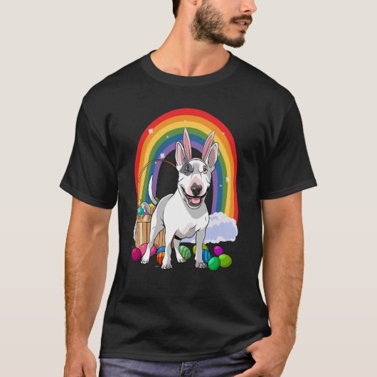 Bull Terrier Hund Happy Ostereier Bunny Kids T-Shirt (Vorderseite)