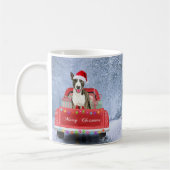 Bull Terrier Hund im Schnee sitzen in Weihnachten Kaffeetasse (Links)