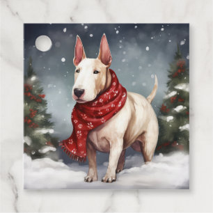 Bull Terrier Hund im Schnee Weihnachten Geschenkanhänger