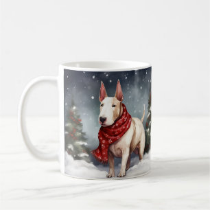 Bull Terrier Hund im Schnee Weihnachten Kaffeetasse